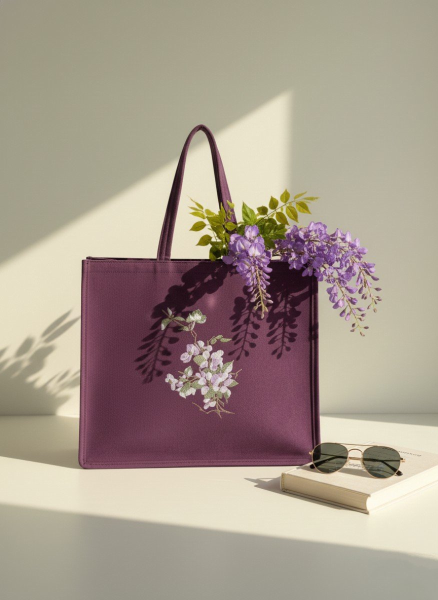 Purple tote bag