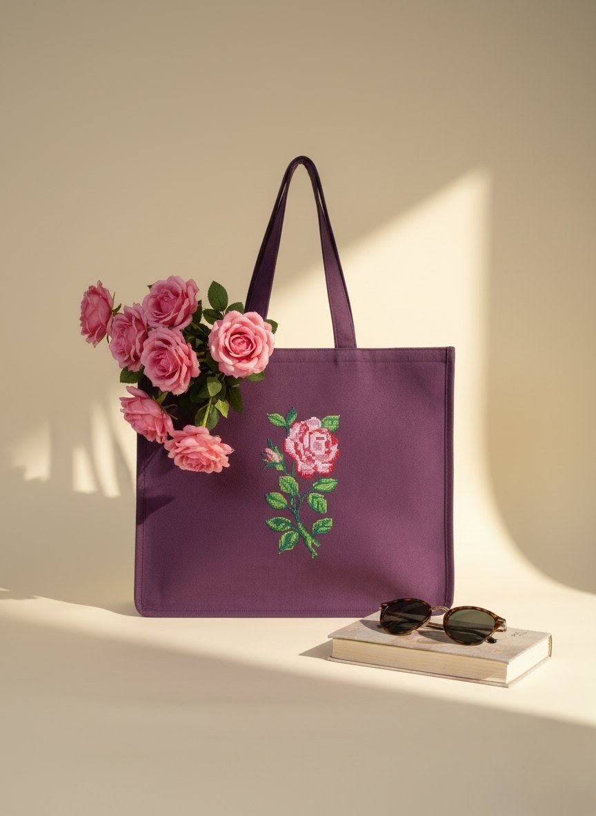 Purple tote bag